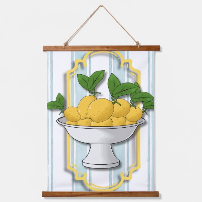 Italienisch Lemon Bowl Kitchen Print | Küste Wandteppich Mit Holzrahmen (Vorderseite)