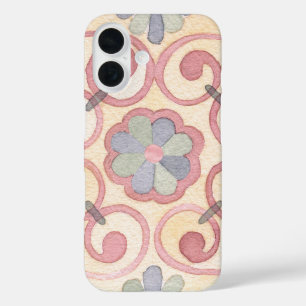 Italienisch Majolica Pink Flora Aquarell iPhone 16 Hülle