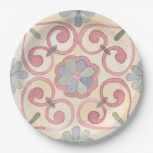 Italienisch Majolica Pink Flora Aquarell Pappteller