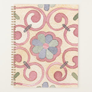 Italienisch Majolica Pink Flora Aquarell Planer