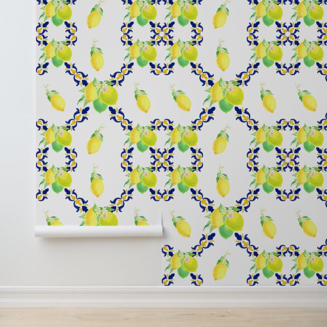 Italienisch Majolica Style Lemon Tile Muster Tapete (Anwendung)