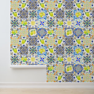 Italienisch Majolica Style Lemon Tile Muster Tapete