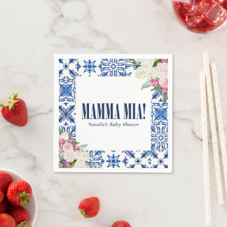 Italienisch Mamma Mia Blue Floral Serviette