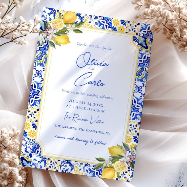 Italienisch mediterrane Hochzeit & Lemon Feiertagskarte (Von Creator hochgeladen)