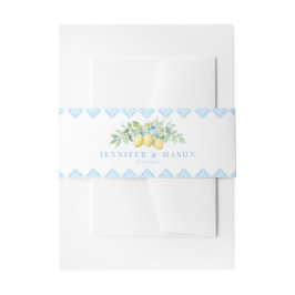 Italienisch Mediterranes Blauer Tile Lemon Hochzei Einladungsbanderole