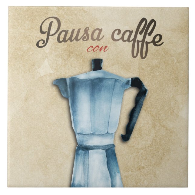 Italienisch Moka Coffee Pot Wasserfarbe Kunst Fliese (Vorderseite)