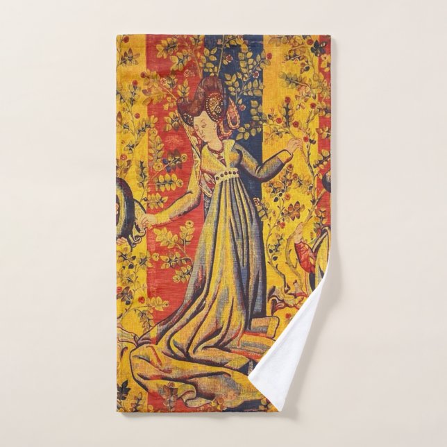 Italienisch Rot Gelb Chinoiserie Badhandtuch Set (Handtuch)