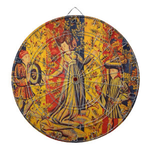 Italienisch Rot Gelb Chinoiserie Dartscheibe