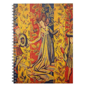 Italienisch Rot Gelb Chinoiserie Notizblock