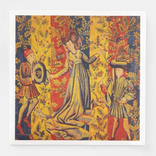 Italienisch Rot Gelb Chinoiserie Serviette