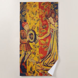 Italienisch Rot Gelb Chinoiserie Strandtuch