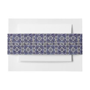Italienisch-rustikale Tiles Azulejo Blue White Geo Einladungsbanderole