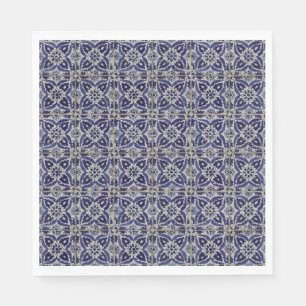 Italienisch-rustikale Tiles Azulejo Blue White Geo Serviette
