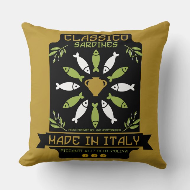 Italienisch Sardine Art Print Kitchen Geschenk Kissen (Vorderseite)