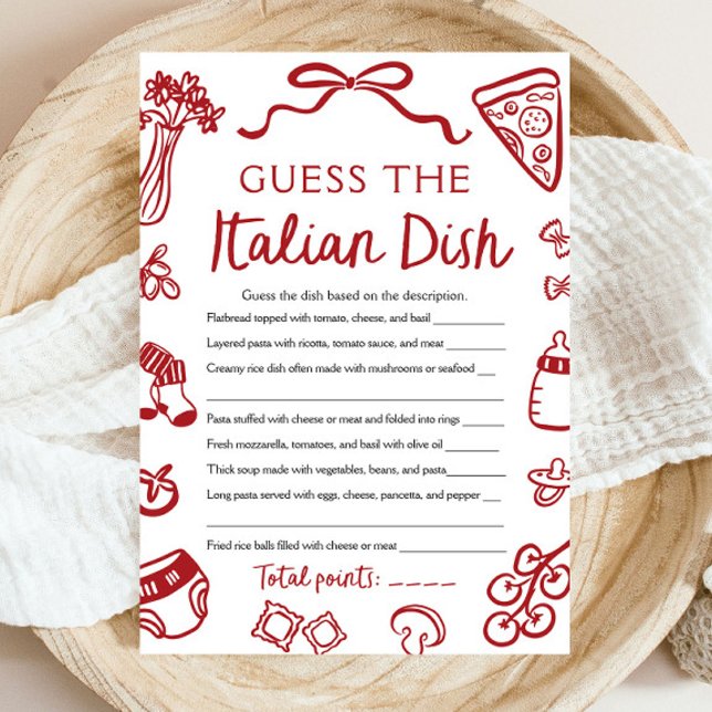 Italienisch schätzen das italienische Duschenspiel Einladung (Italian Guess The Italian Dish Bridal Shower Game)
