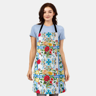 Italienisch, sizilianisch, blumenreich, majolika schürze