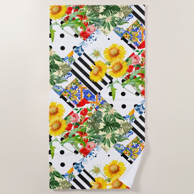 Italienisch,sizilianische Kunst,Flickwerk,Sommerli Strandtuch (Vorderseite)