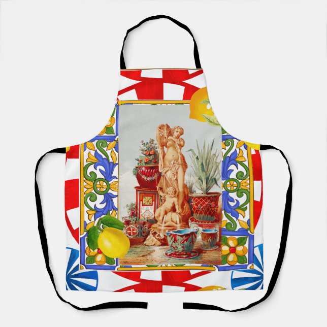 Italienisch,sizilianische Kunst,Maiolica,Fliesen,b Schürze (Vorderseite)