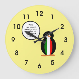 Italienisch sprechende Ms Penguin Personalisiert Große Wanduhr