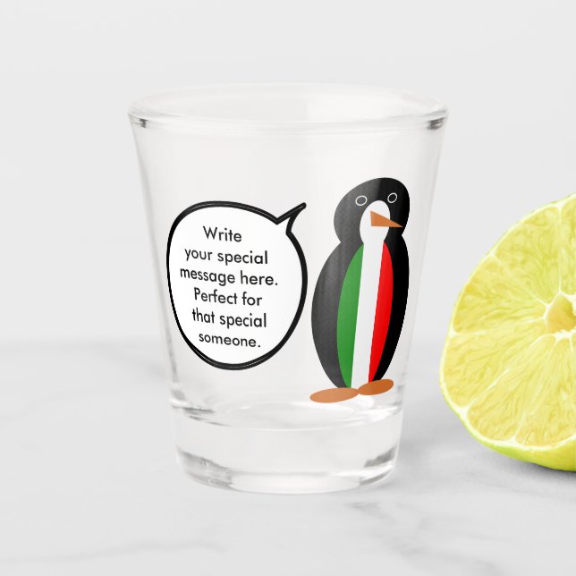 Italienisch sprechende Ms Penguin Personalisiert  Schnapsglas (Vorderseite)