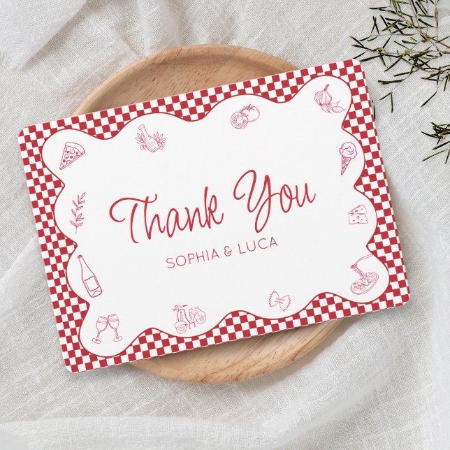 Italienisch-thematisches Hochzeitsszenario bedankt Dankeskarte (Von Creator hochgeladen)