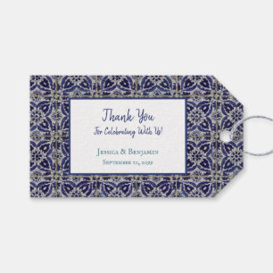 Italienisch Tiles Azulejo Blue White Geometric Wed Geschenkanhänger