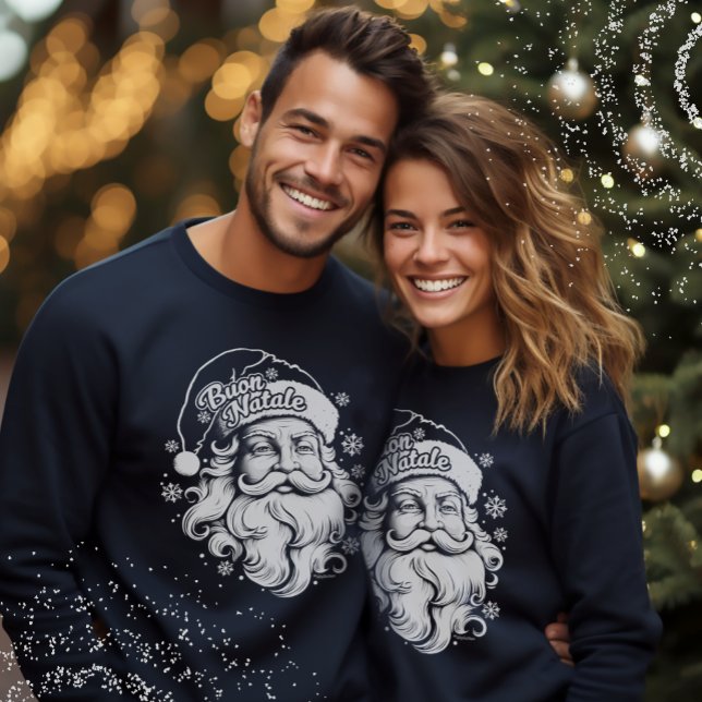 Italienisch Vintag Santa Buon Natale Weihnachtsges Sweatshirt (Vintage Italian Buon Natale Santa Face Sweatshirt
Christmas Celebrations Shirt)