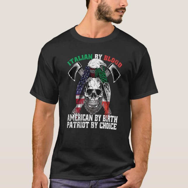 Italienisch von Blood American von Birth Patriot v T-Shirt (Vorderseite)