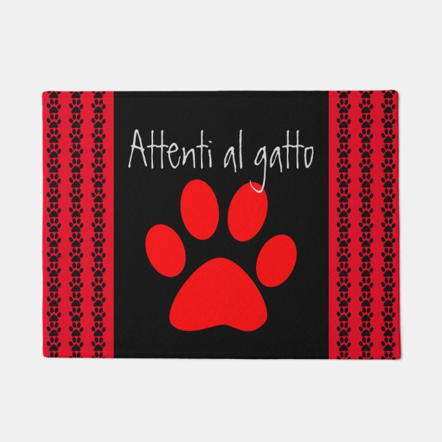 Italienisch Vorsicht vor dem Cat-Paw-Muster Fußmatte (Vorderseite)