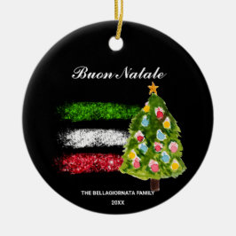 *~* Italienische Abstrakte Flagge Buon Natale Foto Keramik Ornament