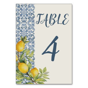 Italienische Amalfi-Hochzeit Tischnummer