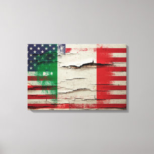 Italienische amerikanische Flagge der Leinwanddruck