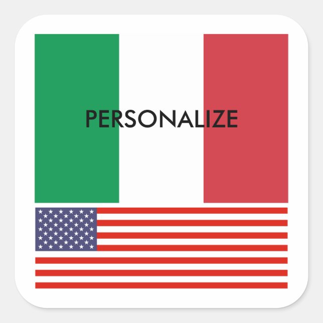 Italienische amerikanische Stolzflagge Zolltränke Quadratischer Aufkleber (Vorderseite)