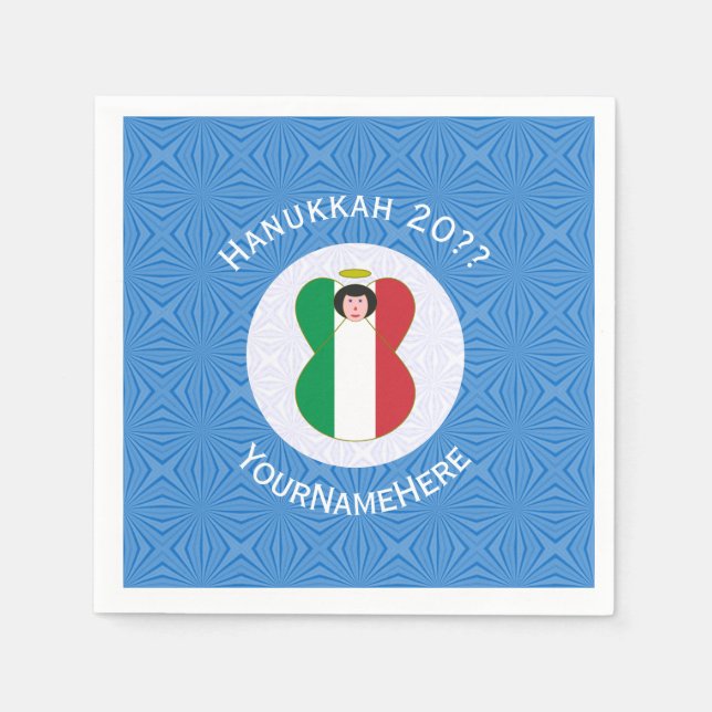 Italienische Angelflagge für Hanukkah Serviette (Vorderseite)