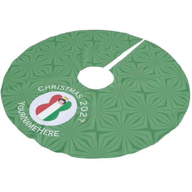 Italienische Angelflagge zu Weihnachten Polyester Weihnachtsbaumdecke (Schrägansicht)