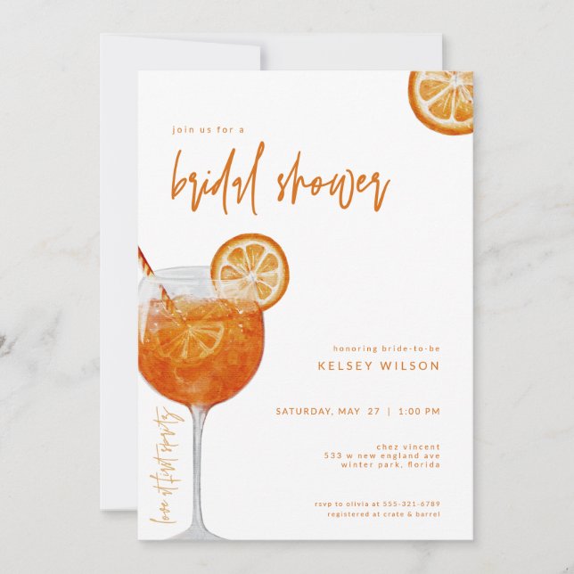 Italienische Aperol Spritz Bridal Dusche Einladung (Vorderseite)