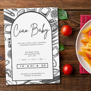 Italienische Babydusche, Ciao Baby, geschlechtsneu Einladung