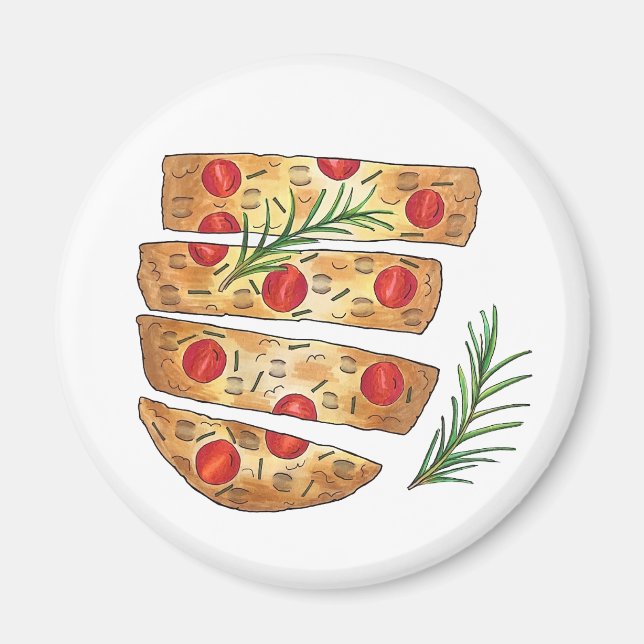 Italienische Bäckerei Focaccia Olivenöl Brot Tomat Magnet (Vorne)