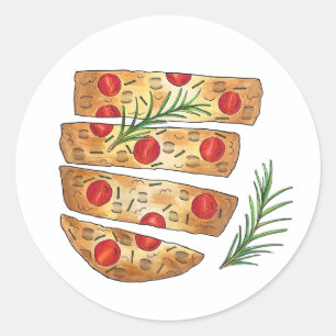 Italienische Bäckerei Focaccia Olivenöl Brot Tomat Runder Aufkleber