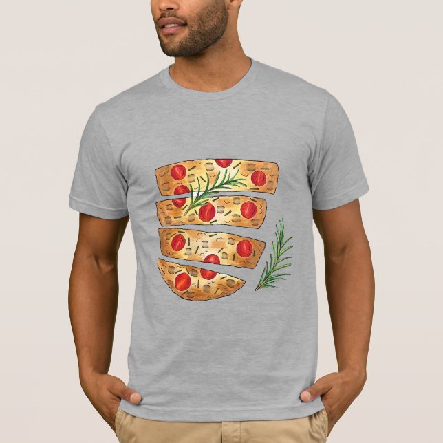 Italienische Bäckerei Focaccia Olivenöl Brot Tomat T-Shirt (Vorderseite)