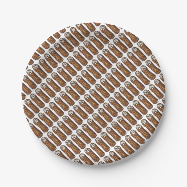Italienische Bäckerei Schokolade Cannoli Nachtisch Pappteller (Vorderseite)