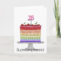 Italienische Birthday Rainbow Color Cupcake Card