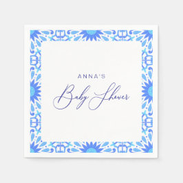 Italienische Blue Tile Baby Dusche Minimalistisch Serviette