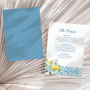 Italienische Blue Tiles and Lemons Wedding Details Einladung