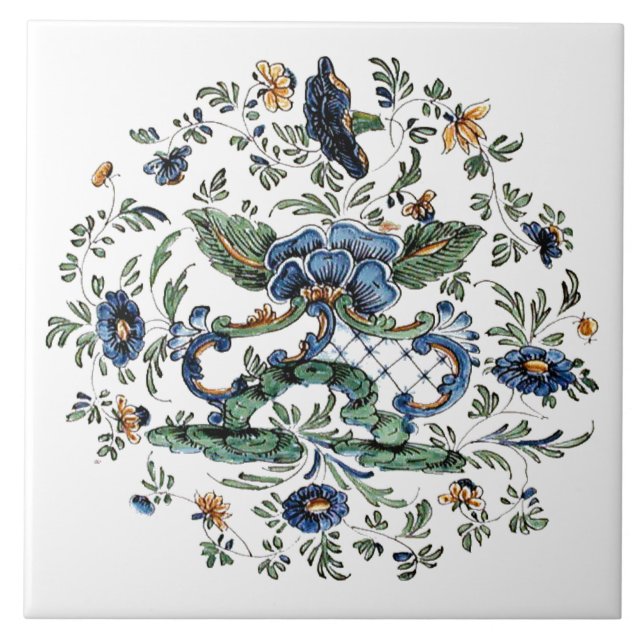 Italienische Blume drucken Fliese (Vorderseite)