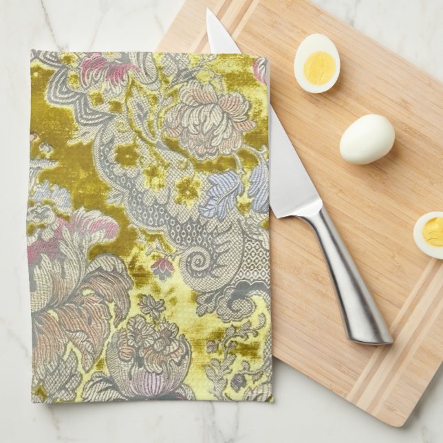 Italienische Blume Pink Paisley Geschirrtuch (Viertel Falte)