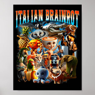 Italienische Brainrot-Charaktere Lustiges Meme Bel Poster