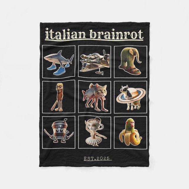 Italienische Brainrot-Charaktere Meme Gen Z Funny  Fleecedecke (Vorderseite)