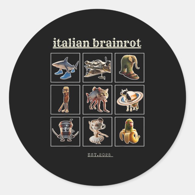 Italienische Brainrot-Charaktere Meme Gen Z Funny  Runder Aufkleber (Vorderseite)