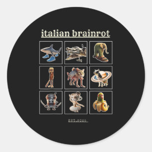Italienische Brainrot-Charaktere Meme Gen Z Funny  Runder Aufkleber